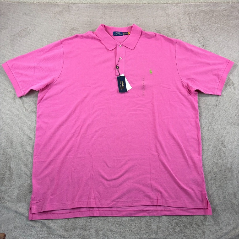 Polo Ralph Lauren The Iconic Mesh Polo Shirt Men 4XLT Tall Pink Preppy Pony NWT